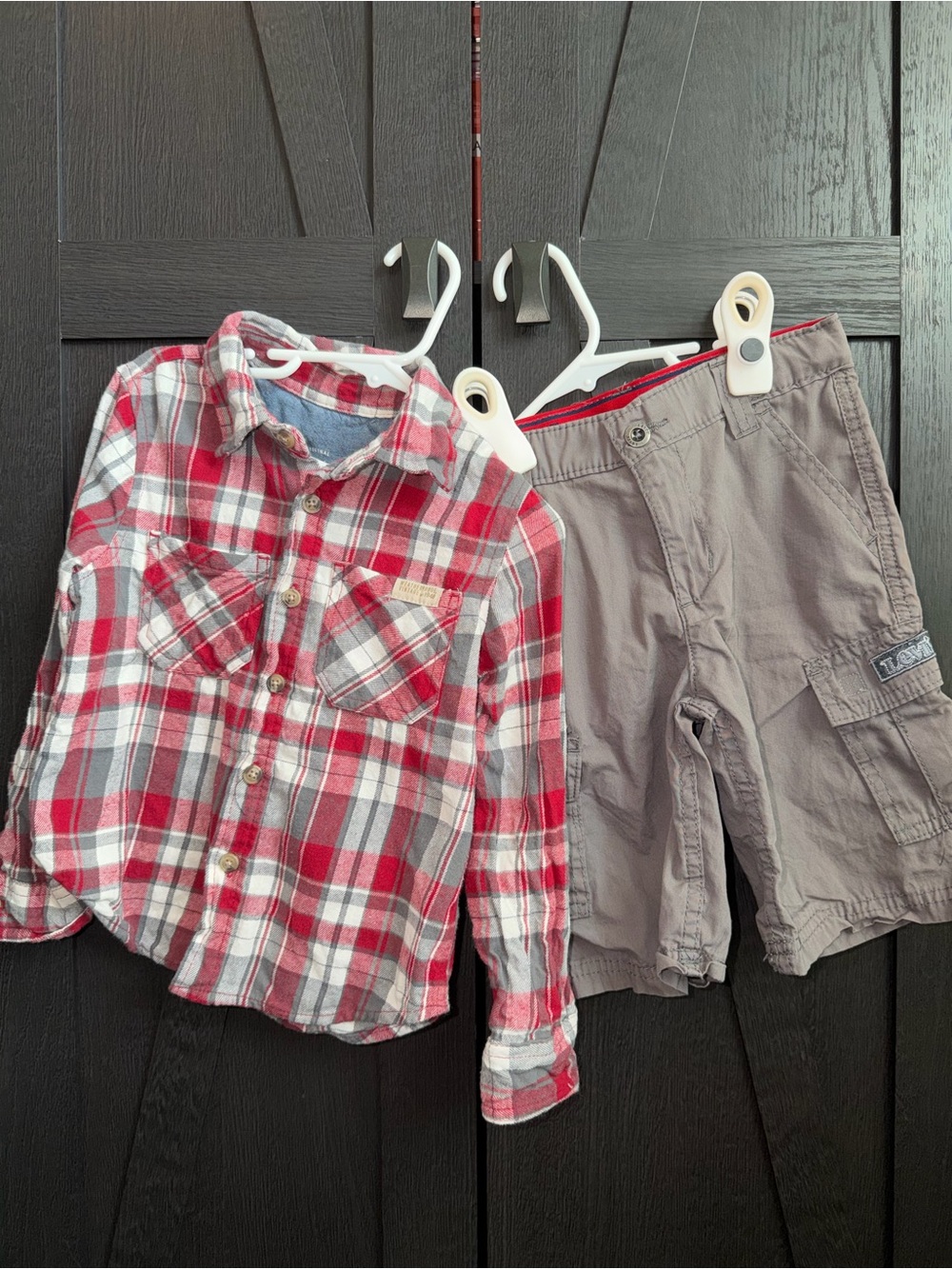 Weatherproof Kids Red and Gray Plaid Button-Down Shirt